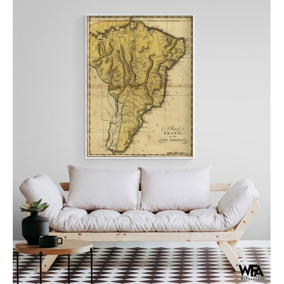 Brésil, Nouveau-Portugal, 1814, par Vintage Cartes, carte d'Amérique du Sud, décor de Brésil rétro, impression de classe de langue portugaise, impression d'Amérique Latine