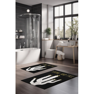 Ensemble de tapis de bain de luxe Eakly (2 pièces), 100% polyester, 16,0 x 23,6 pouces et 23,6 x 39,4 pouces | Conception antibactérienne antidérapante, hauteur de poils de 0,3 po | Lavable à la machine, durable et facile à nettoyer | Idéal pour la décoration de salle de bain