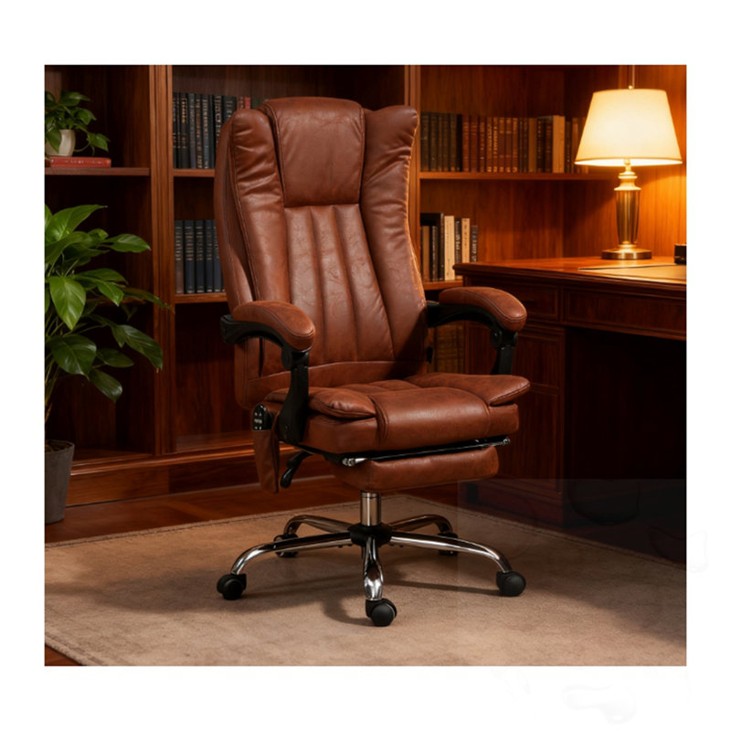 Fauteuil de bureau massant inclinable avec hauteur réglable et repose-pieds