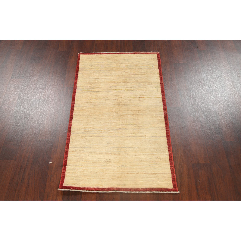 Tapis ivoire noué à la main de conception unique 2 pi 7 po x 4 pi 5 po
