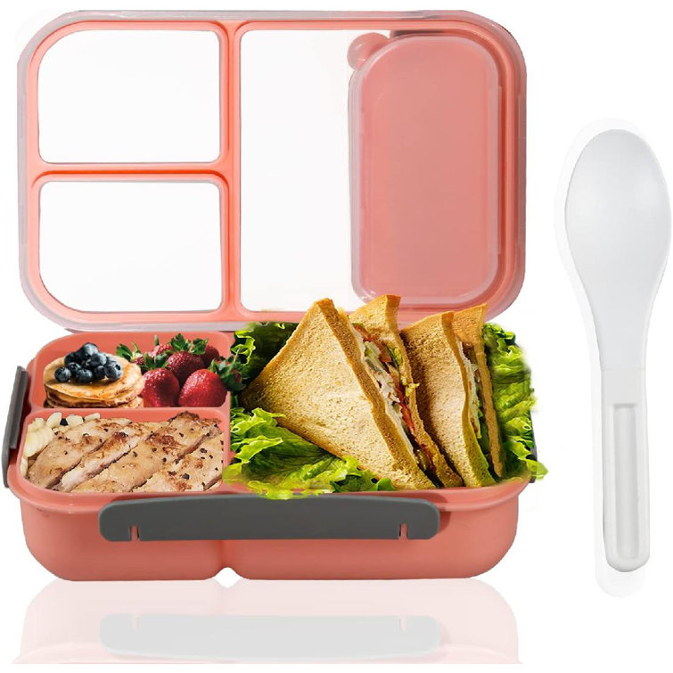 Bento Lunch Box,3 Compartment Meal Prep Lunch Containers,Leak Proof Bento  Box Adult Lunch Box, Plastic Reusable Food Storage Container With