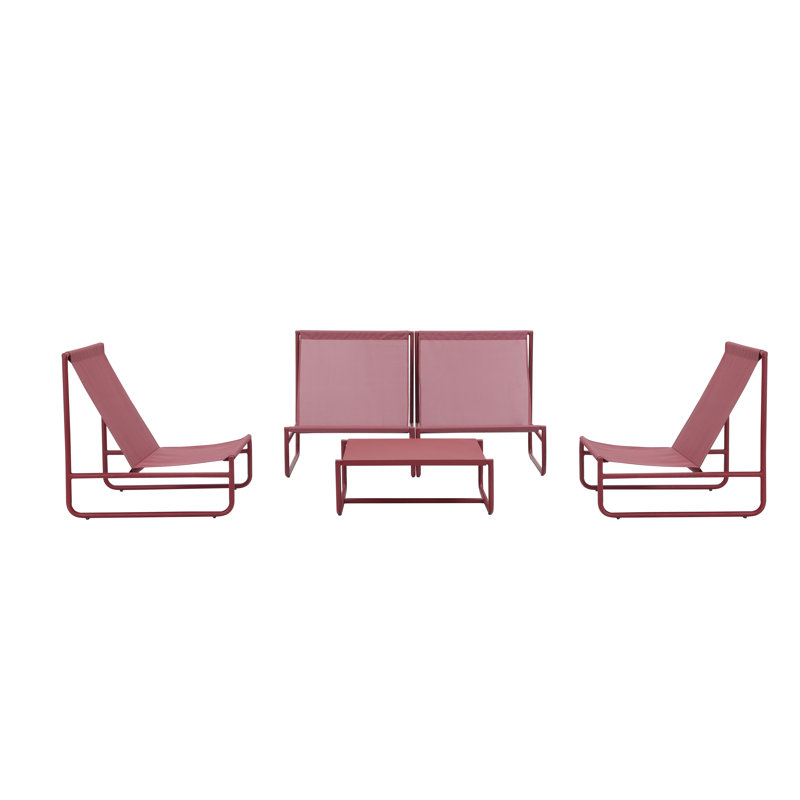 Sean 5 Piece Sofa Set, Red, Red