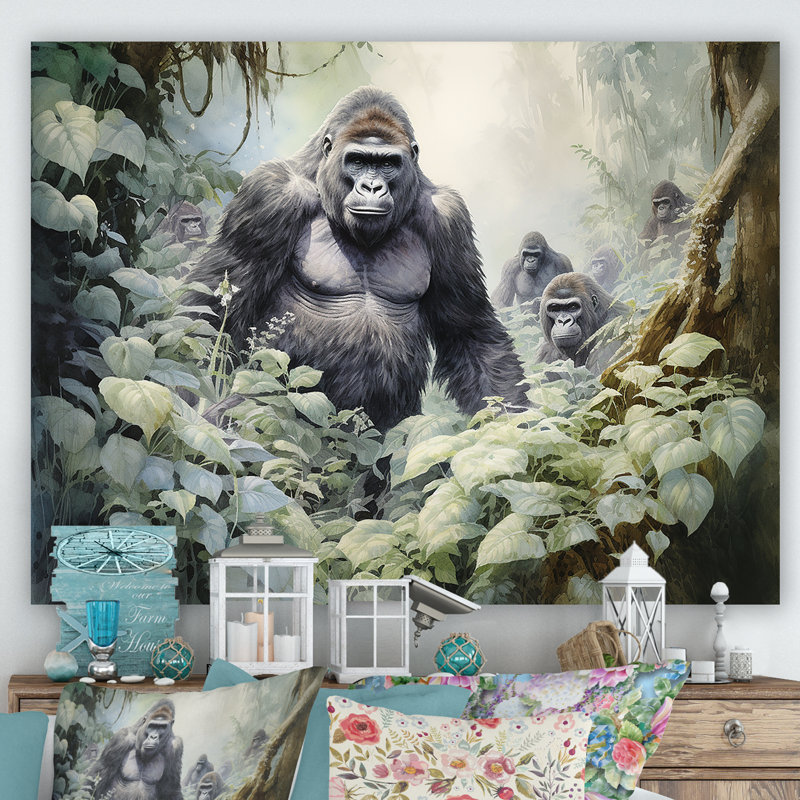 «Gorilla Jungle Journey», reproduction sur toile, Toile tendue, H 12 po x l 20 po x P 1 po