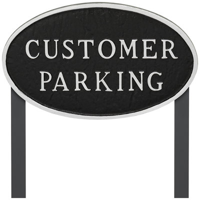 Grande enseigne ovale de 10 po x 18 po - noir / argent