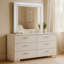 Commode large Sok avec miroir DEL, 6 tiroirs, finition blanche ultrabrillante-117055980