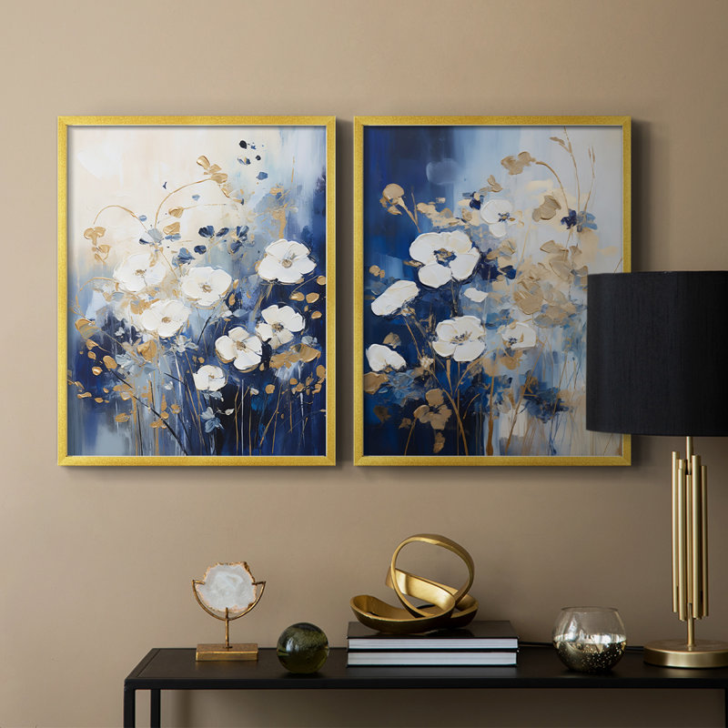 Série FLORAL CCLXV - Reproduction encadrée de qualité supérieure - prête à être accrochée - aucun clou requis - aucun clou requis