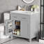 Meuble-lavabo moderne 30 po avec lavabo en céramique, portes à fermeture en douceur, tiroir escamotable et tablette réglable-1264848798