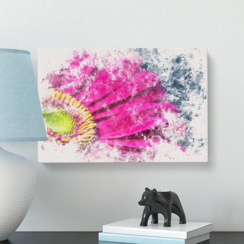 Bright Pink Gerbera Flower - Wrapped Canvas, 50cm H x 76cm W x 3cm D