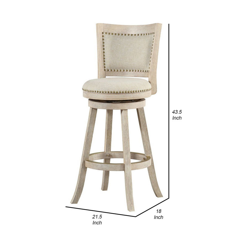 Tabouret de bar et de comptoir pivotant en bois massif, Tabouret de bar (siège d'une hauteur de 29 po)