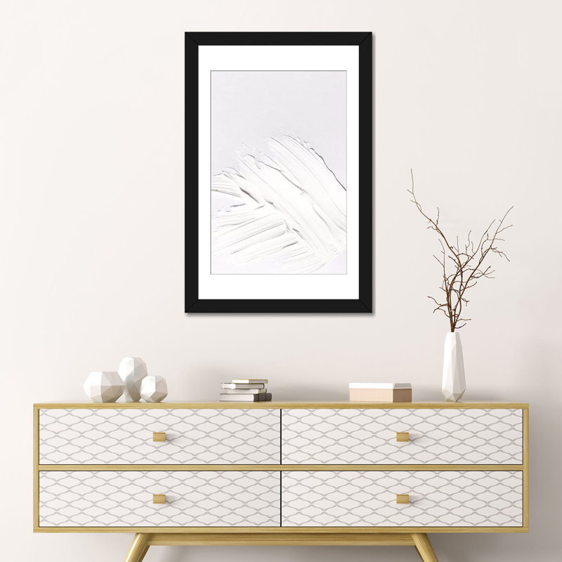 «Minimal White», impression sur toile, Papier d'art encadré noir, H 32 po x l 24 po x P 1 po, Blanc