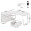 Bureau d'ordinateur profilé avec 3 tiroirs et tablettes de rangement, bureau d'angle réversible pour bureau à domicile-398606905-382091357