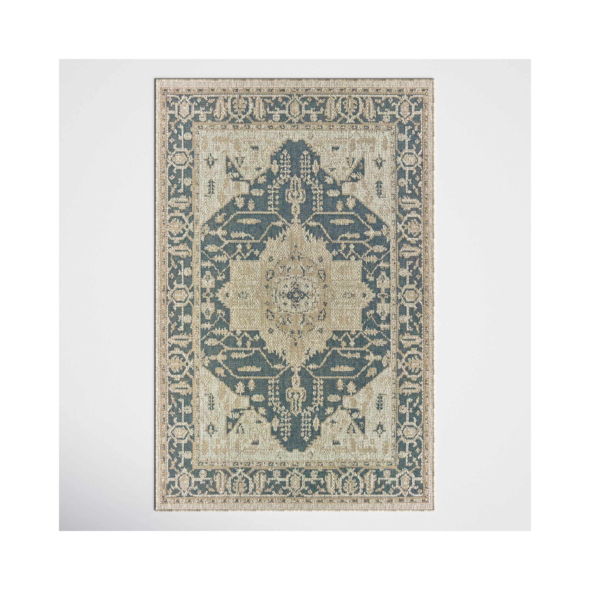 Crawford Dark Blue/Gray Indoor/Outdoor Rug, Rectangle 3'3" x 5'