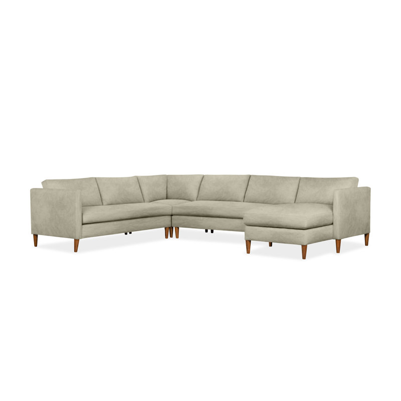 Clifford 4-Piece Upholstered Custom Sectional, Right Hand Facing, Bella Beach Performance Velvet