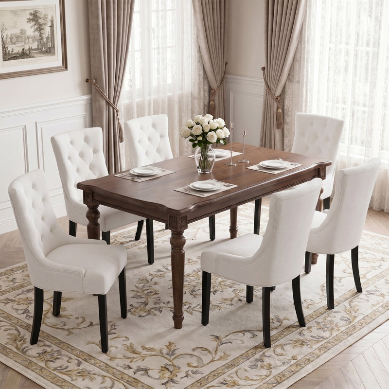 Ensemble de 8 chaises de salle à manger rembourrées Modern, Beige