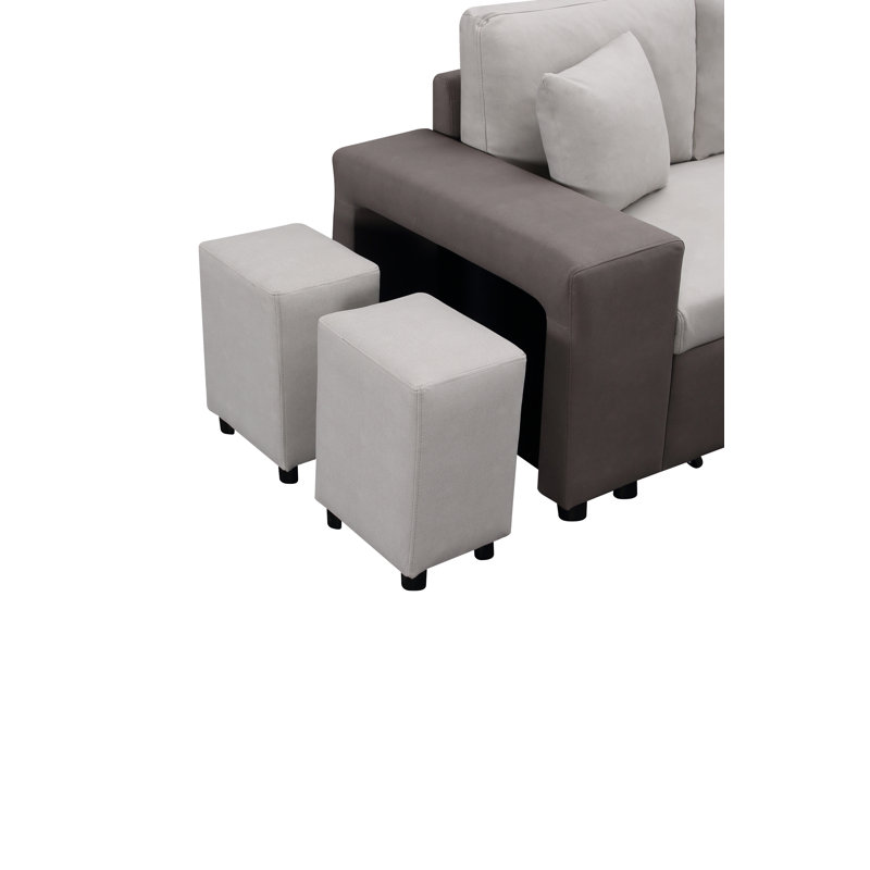 Canapé-lit et chaise longue réversible en cuir véritable de 93 po Bayan