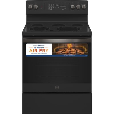 30"" 5.3 cu. ft. Freestanding Electric Convection Range with No Preheat Air Fry -  GE Appliances, JB735DPBB