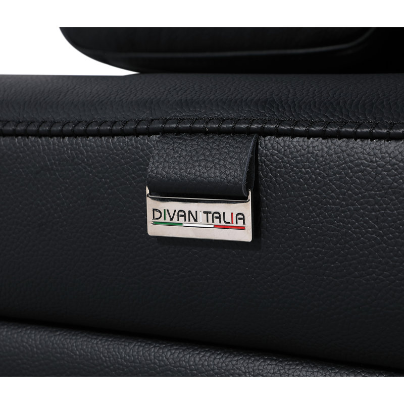 Ensemble de canapés inclinables en cuir italien 8 pièces 8 pièces avec appui-tête électrique, Black