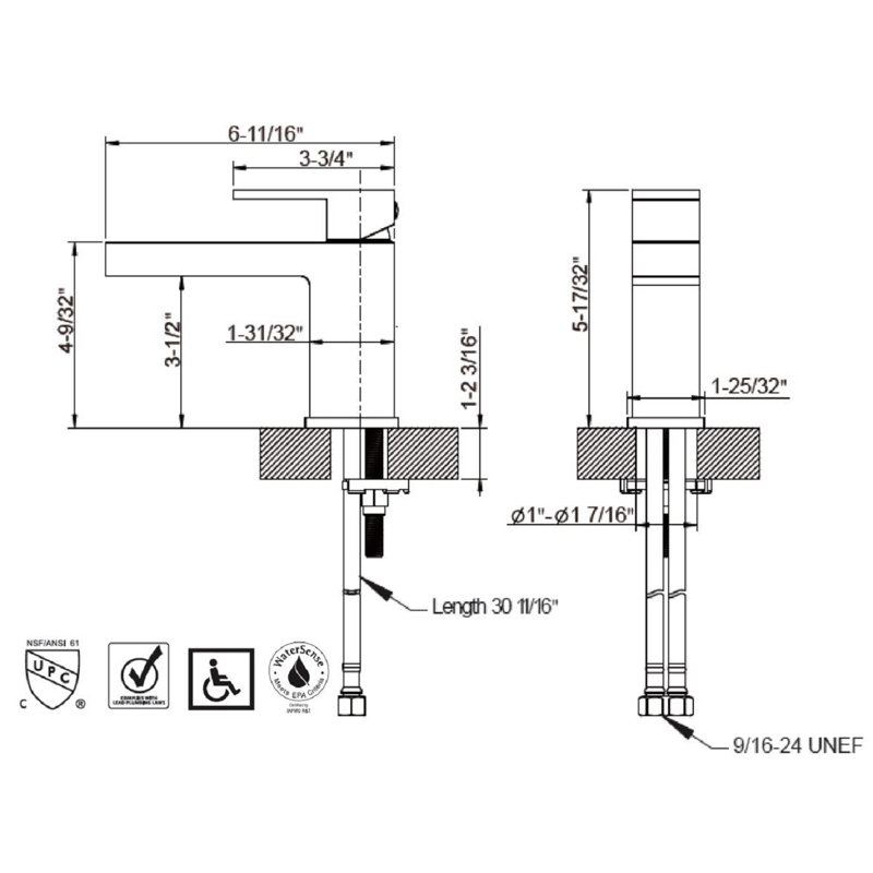 Brushed Nickel Modern Single-Hole Bathroom Faucet