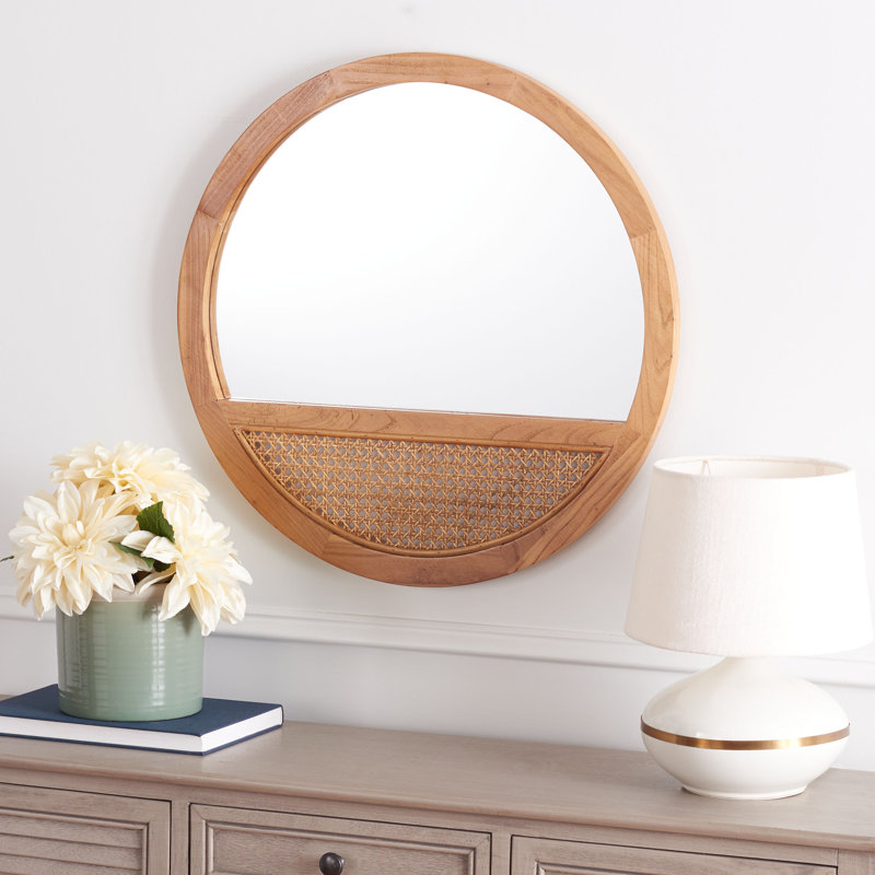 Miroir mural plat Ernesto, 23,50 po x 23,50 po, Brun