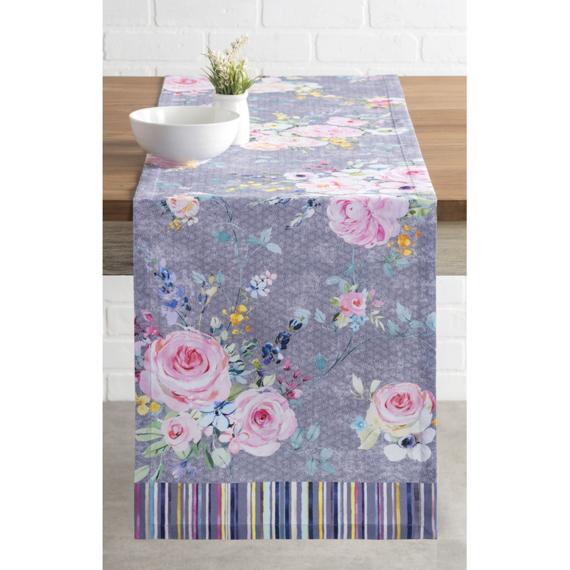 Floral 100% Cotton Table Runner, 72" L x 14.5" W