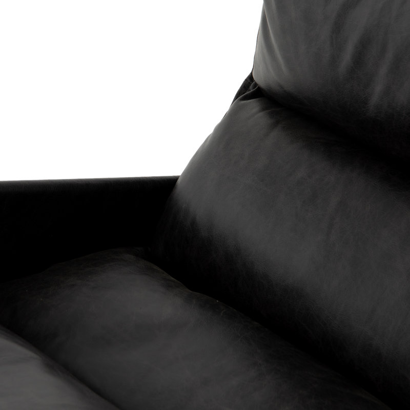 Taryn Side Chair, Sonoma Black Genuine Leather, Aged Brass