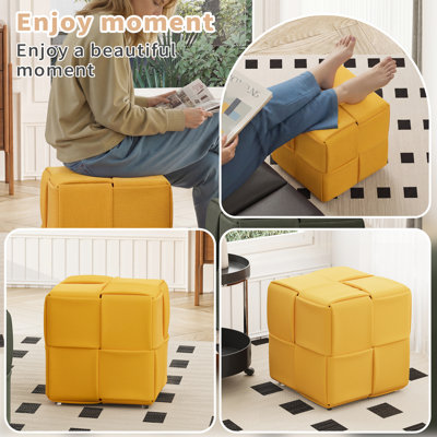 Velours côtelé jaune, matériau doux à haute résilience, peut être utilisé comme siège supplémentaire, aucun assemblage de repose-pieds n'est requis, matériau tissé idéal pour les chambres à coucher et les chambres de bébé