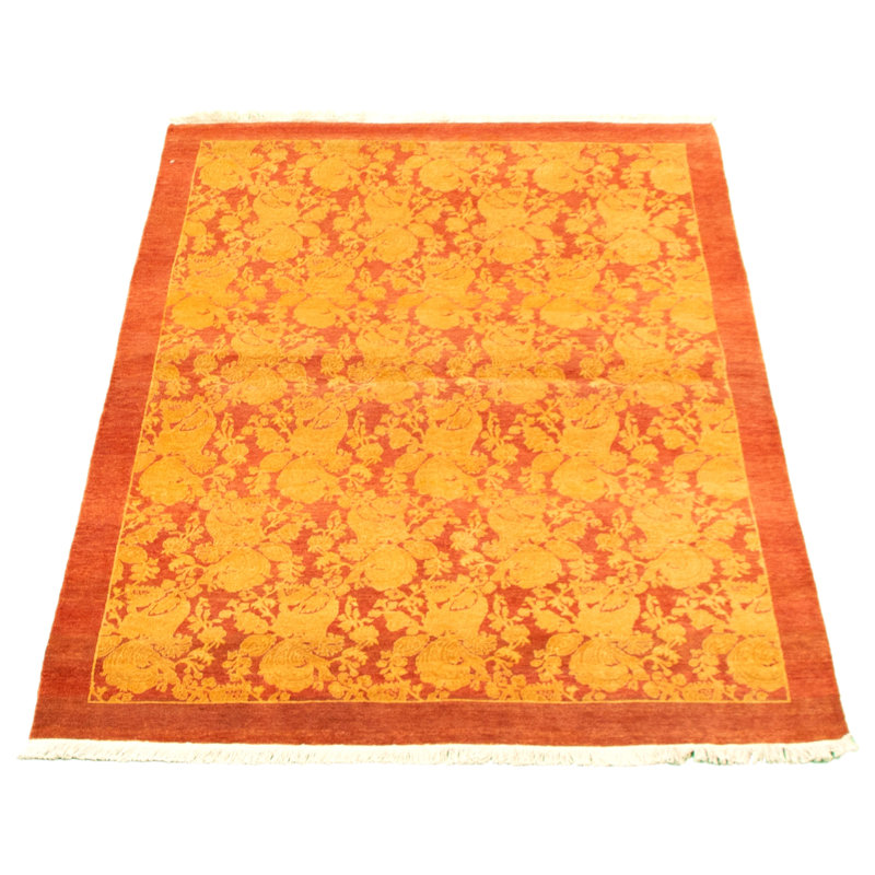 One-of-a-Kind 4' X 6'1" New Age Wool Area Rug in Orange