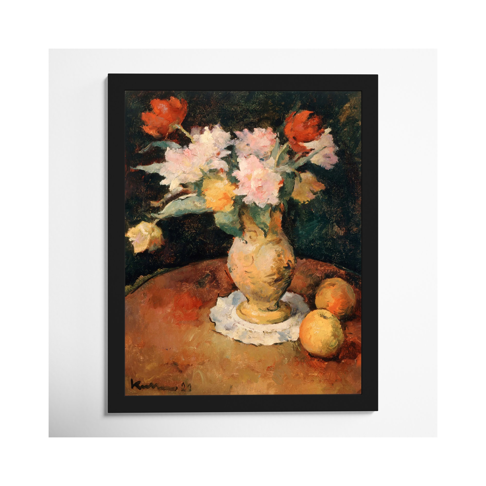Joseph Kutter - Pivoines, 20" H x 16" W x 0.5" D, Black