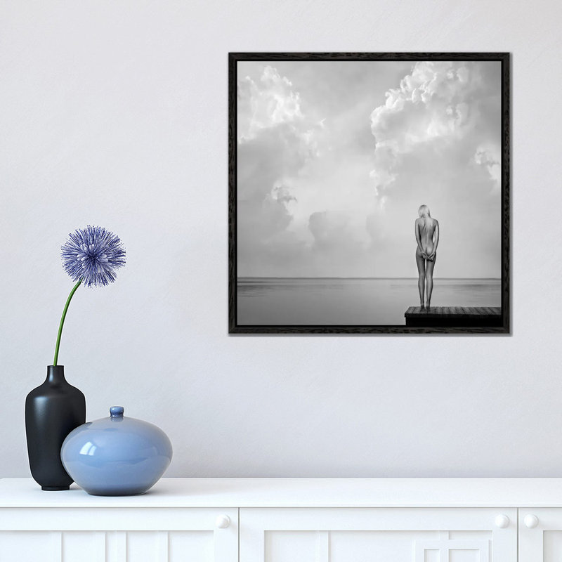 Echospace by Paulius Stefanovicius - Print on Canvas, 45.72cm H x 45.72cm W x 3.81cm D, Black Floater Framed