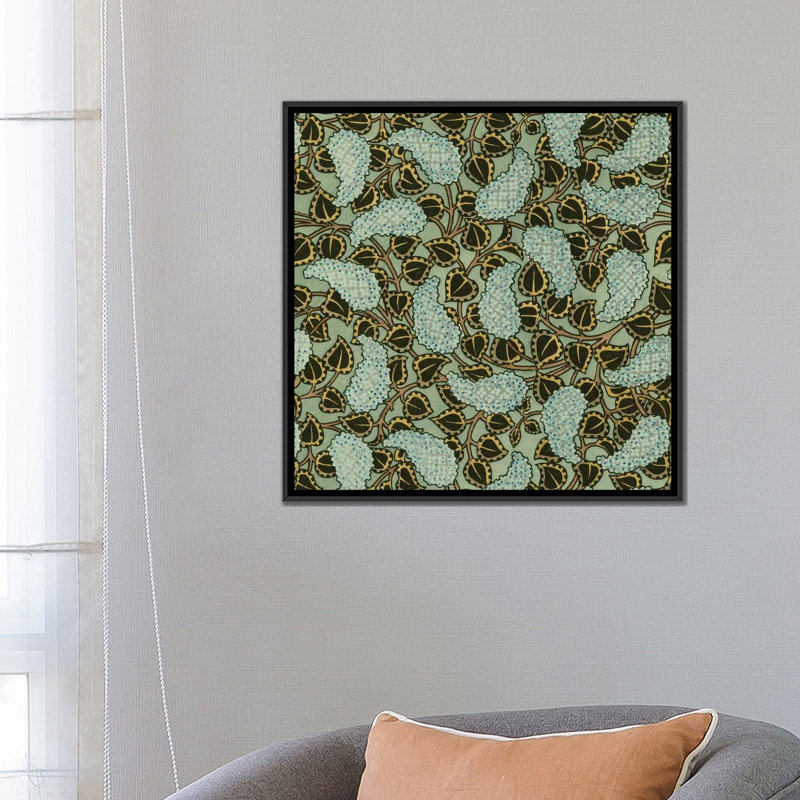 «Nouveau Textile Motif V», impression sur toile, H 18 po x l 18 po x P 1,5 po, Toile avec cadre noir, Pas de tapis