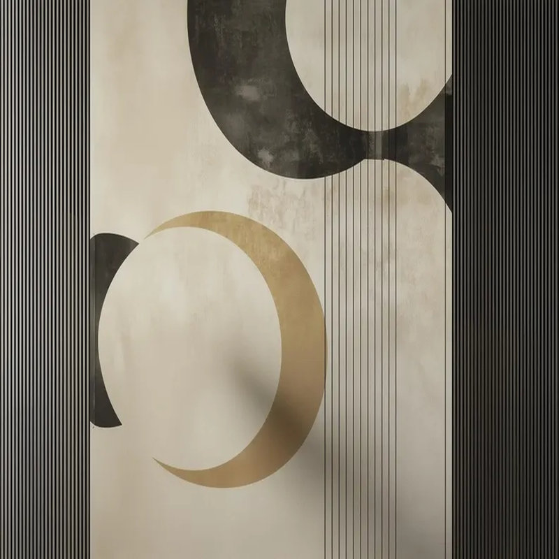 Modern Eclipse – Minimal Geometric Circle Wall Mural, 108'' L x 192'' W