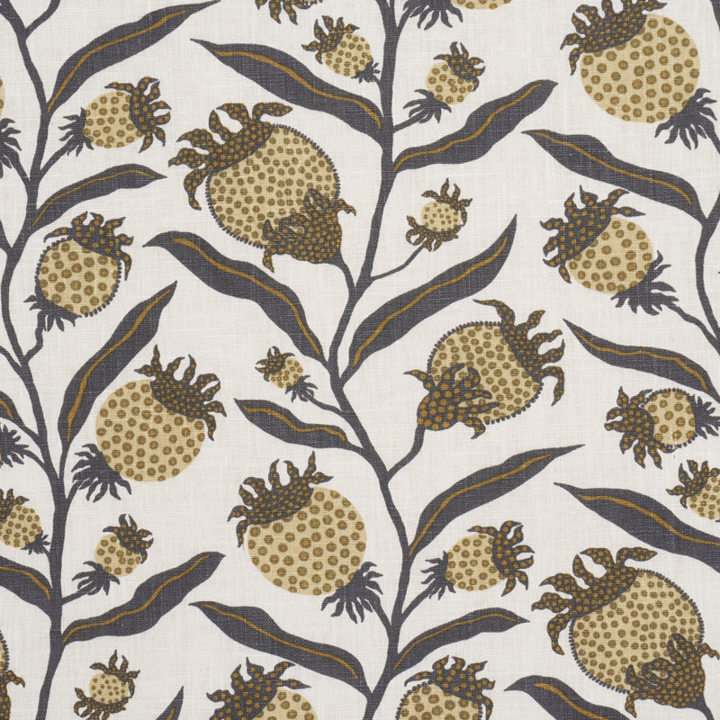 Schumacher x Marian Mcevoy Thistle Vine Fabric, Black & Gold