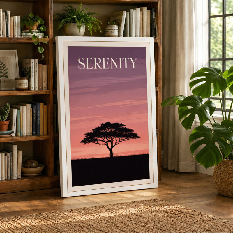Serenity at Dusk Minimalist - Wrapped Canvas, 18x12 - 45.7 x 30.5 cm, White Border