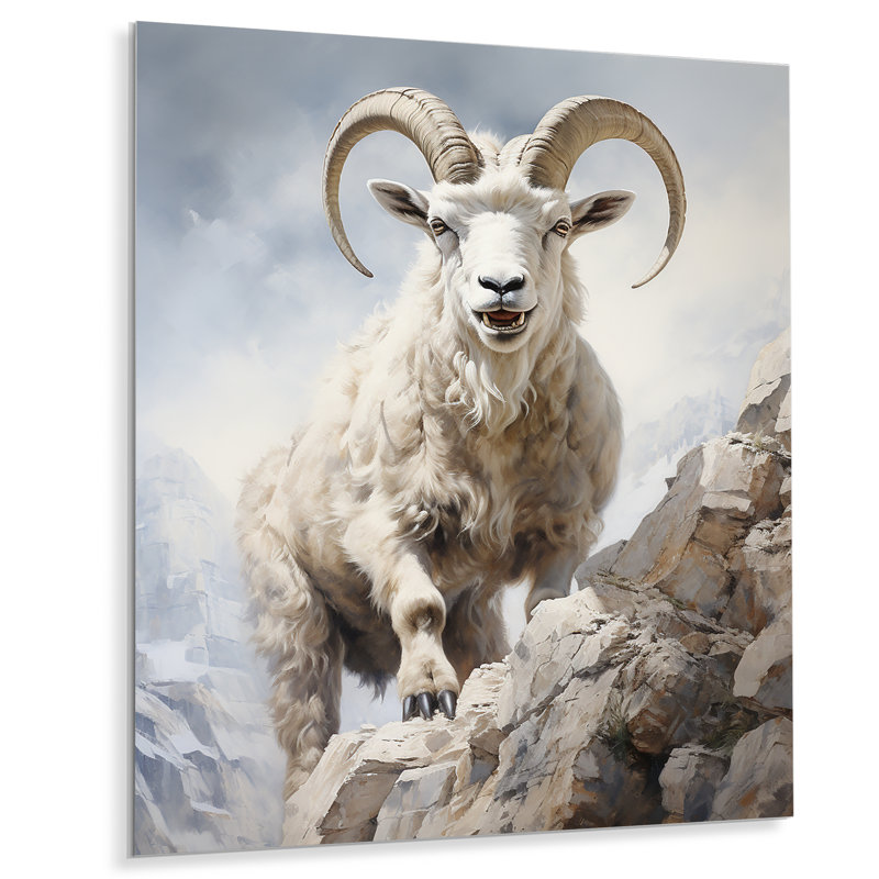Cliff Climber Chamois Goat - Chèvre, art mural en métal, H 32 po x l 16 po x P 1 po