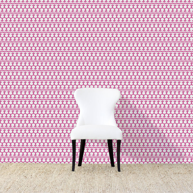 Carreau de papier peint silhouette L 12 pi x l 24 po Silhouette, Rose / blanc