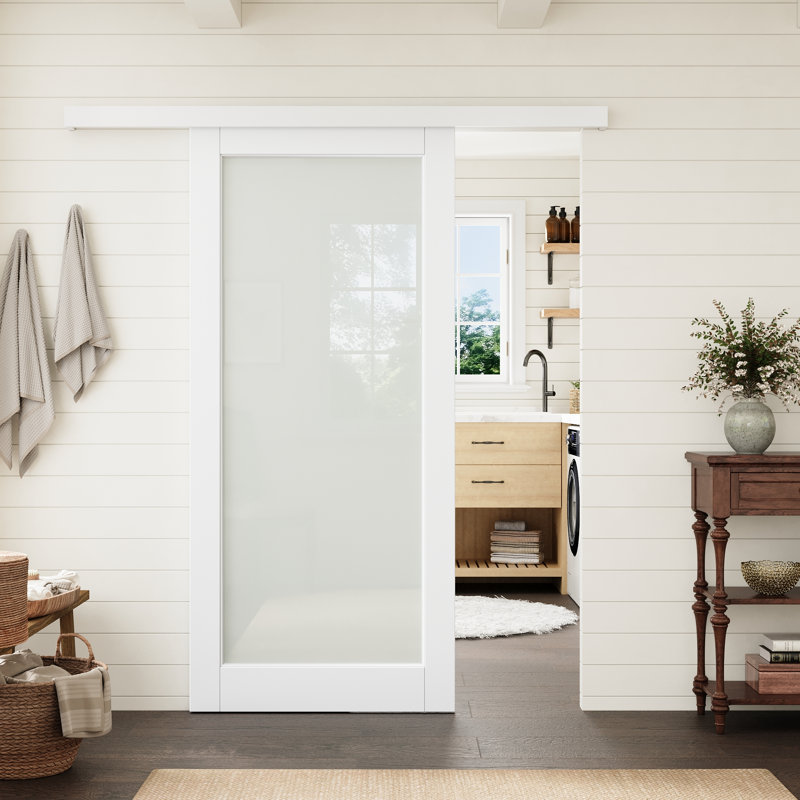 Ensemble de quincaillerie pour porte de grange en verre givré 36 po x 80 po, 36 po x 80 po