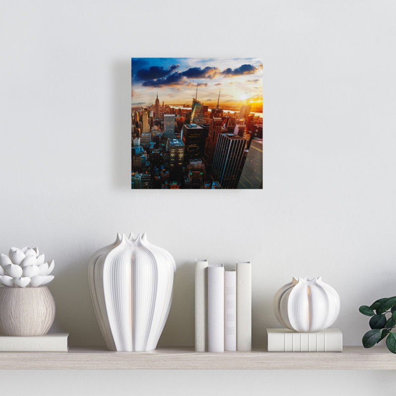 «City of New York» par Dawn - décor de toile de chambre à coucher, villes bleues, H 8 po x l 8 po