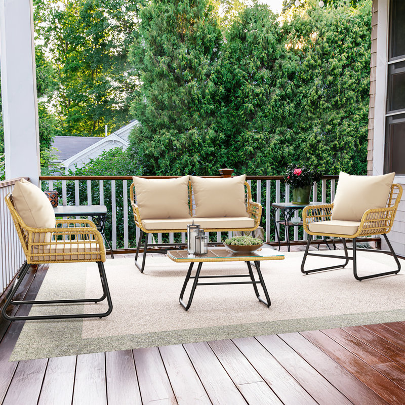 Ensemble de canapé d'extérieur Bayou Breeze 4PCS, Beige, jaune