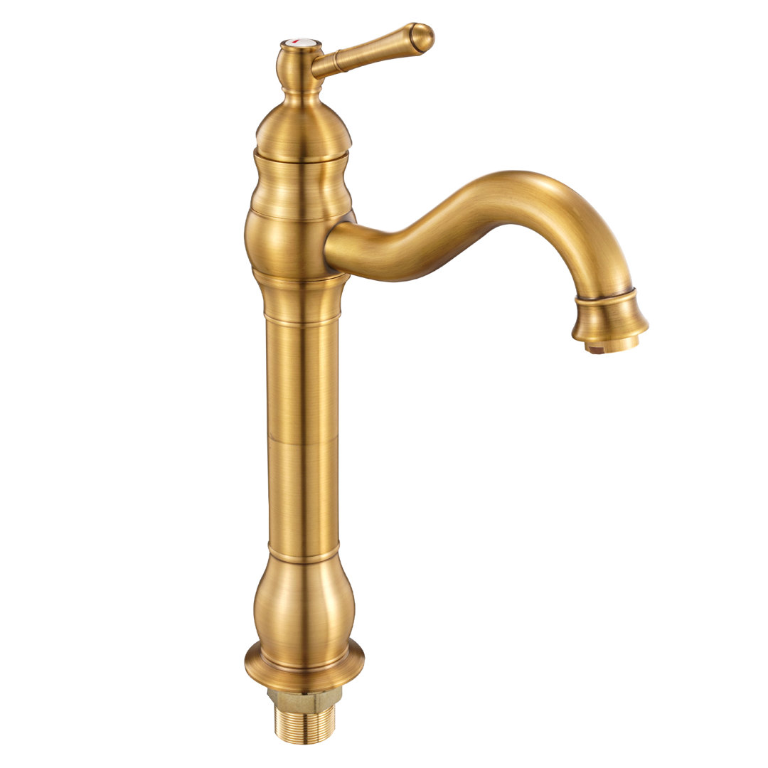 Single Handle Sink Faucet, Solid Brass Single Handle Kitchen Faucet, 1 or 3 Hole Kitchen Faucets with Push-Button Drain, Suitable for Bathroom, RV, Ba