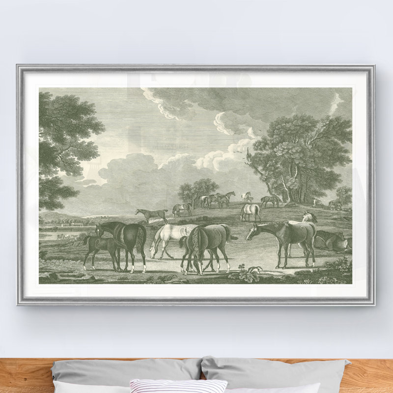 " Equestrian Scenes I ", 30.5" H x 42.5" W x 1.5" D, Silver