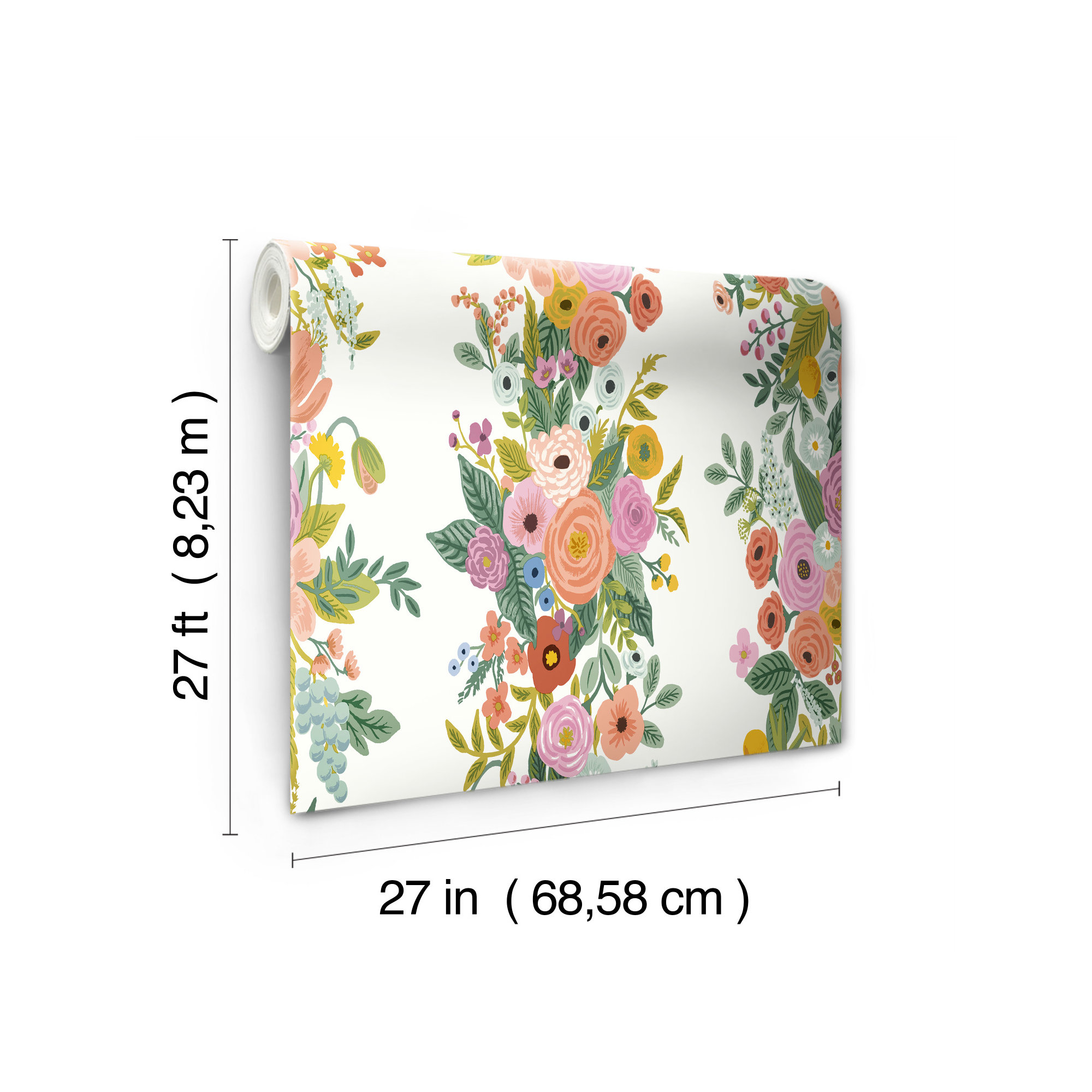 Rifle Paper Co. Garden Party 27" L x 27" W Smooth Wallpaper Rol, Dark Pink