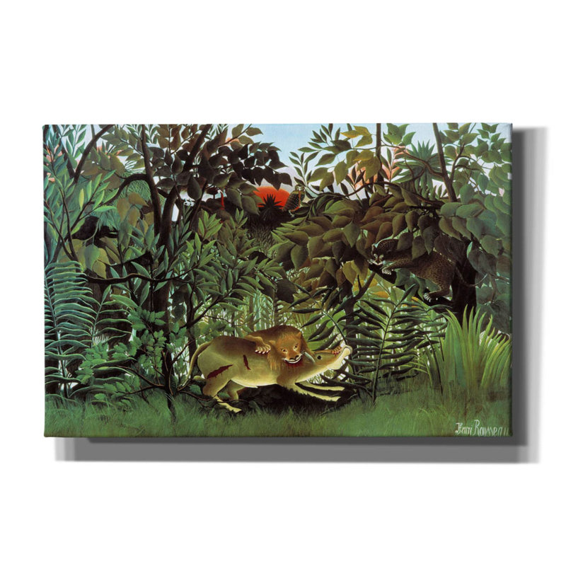 Art graphique sur toile, "The affamé lion, 1905" par Henri Rousseau, H 12 po x l 16 po x P 0,75 po