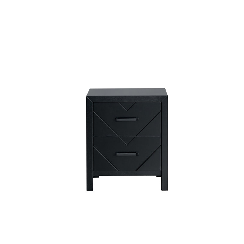 Morris  2 Drawer Nightstand Black, Black