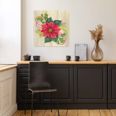 Christmas Poinsettia 1 Piece Wrapped Canvas Wall Art