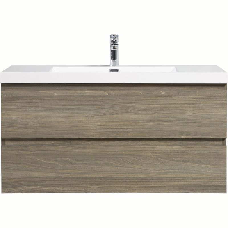 Meuble-lavabo flottant 42 po avec lavabo, Gris cendre