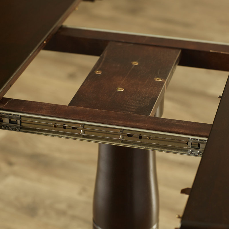 Ingbert Extendable Solid Wood Pedestal Dining Table, Rich Mocha