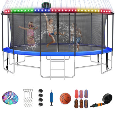 Fiziti Outdoor Trampoline Series 16' Round Backyard Trampoline with Safety Enclosure