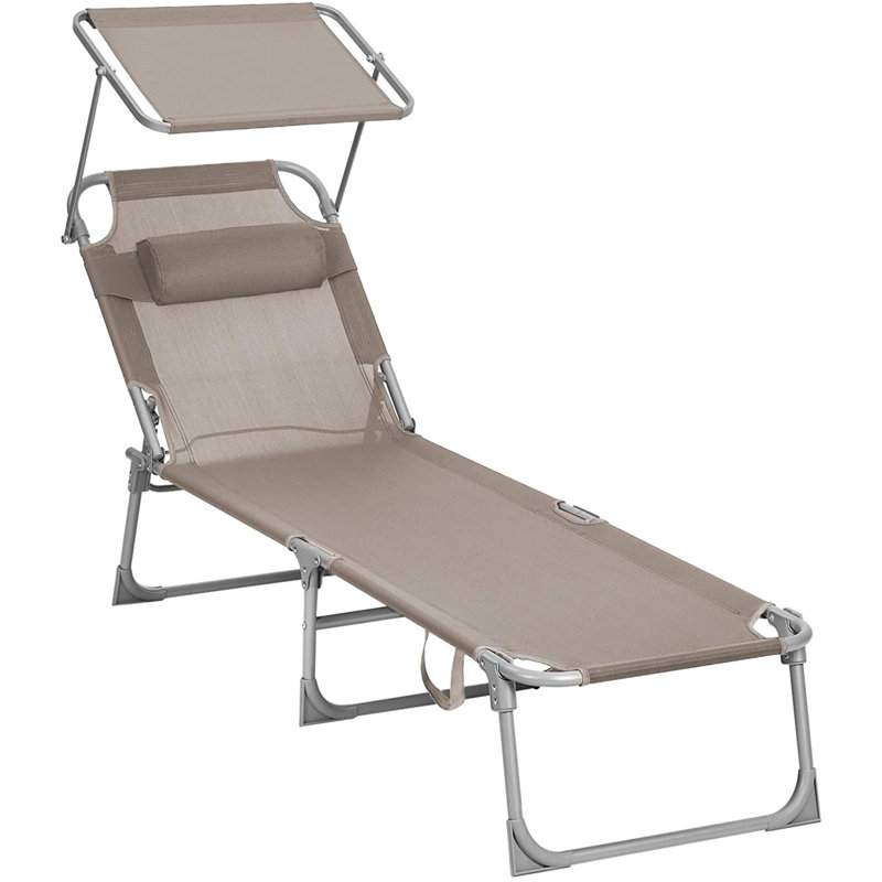 Adalen 193cm Long Reclining Single Sun Lounger, Taupe