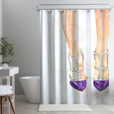 Purple Studded High Heels – Fashion Home – Polyester Shower Curtain, Dye Sublimation Print, 71" W × 74" L