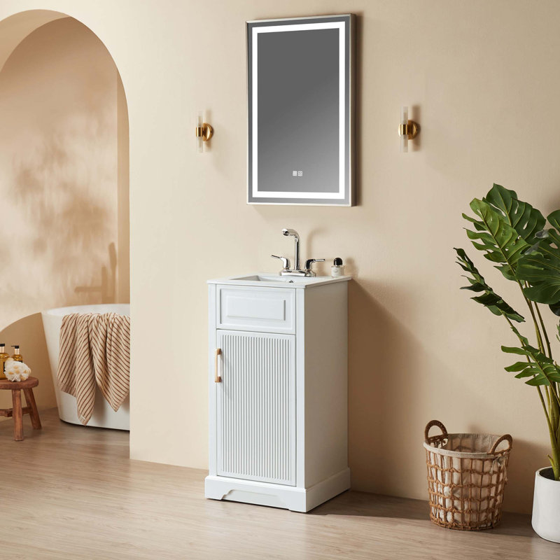 Meuble-lavabo simple autoportant de 18 po avec plateau entièrement assemblé